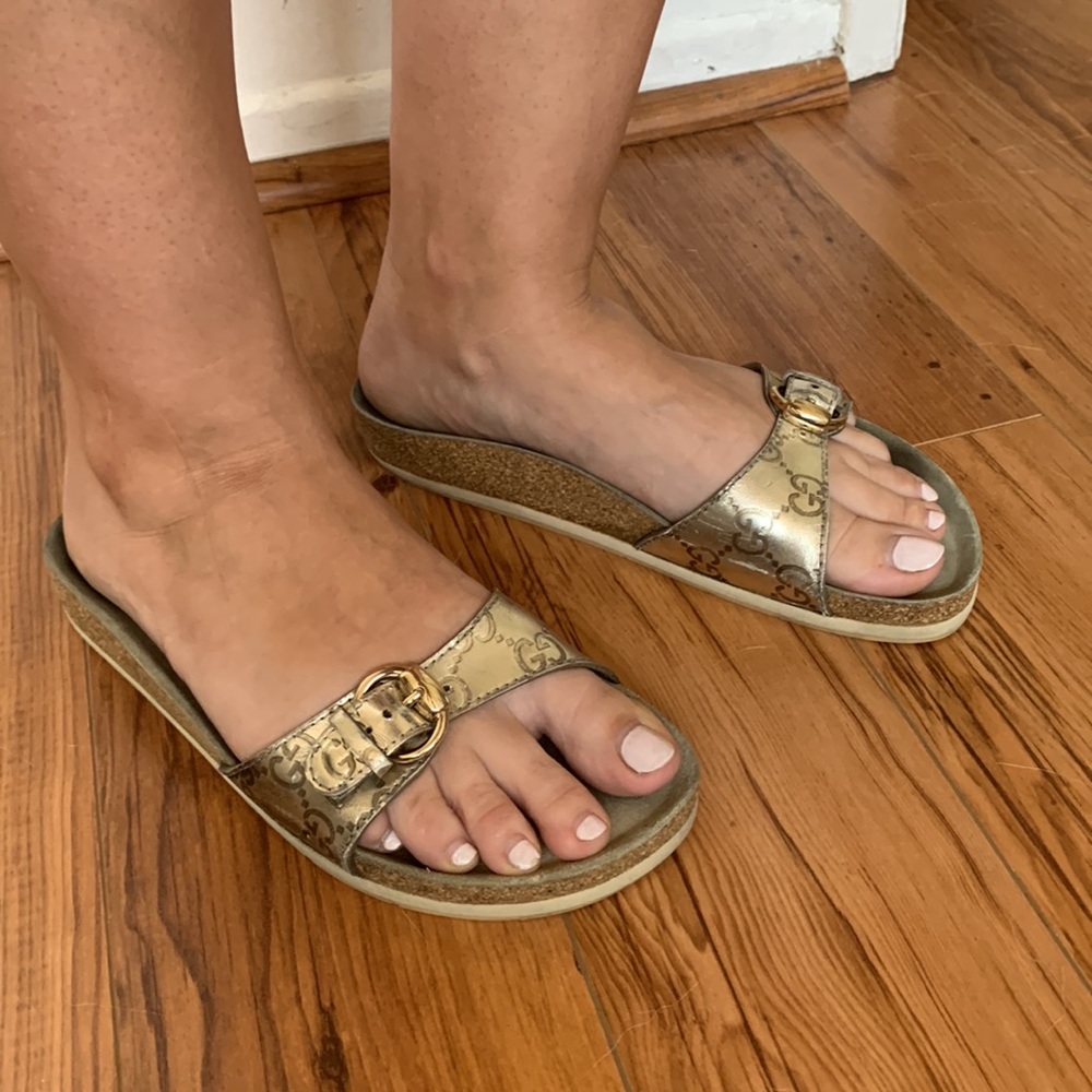 🌟 GUCCI Monogram Slide Birkenstock Sandals
